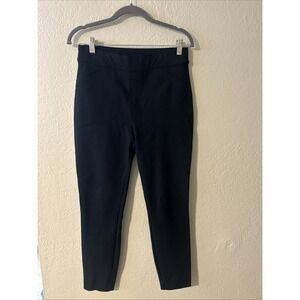 Spanx Women's Stretch Pull On Pants Ankle Slit Faux Pockets Black Size Medium